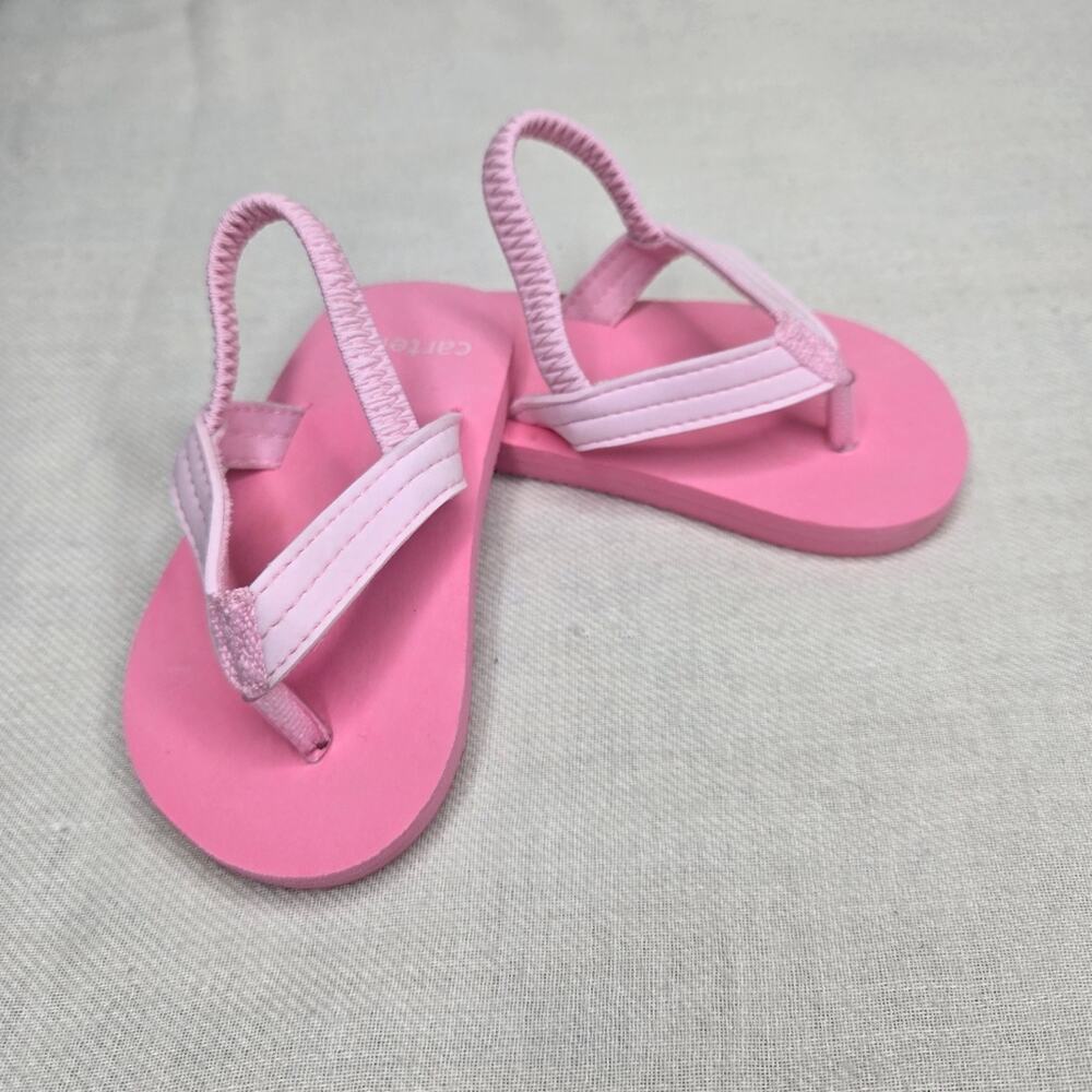 Carter's Pink Girls Thong Sandals With Heel Strap Size 5-6